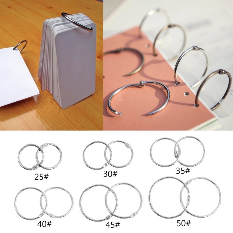 10pcs Metal Loose Leaf Book Binder Hinged Hoop Rings DIY Craft Circle Keychain 