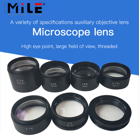 WD120 WD160 WD30 0.3X 0.5X 0.7X 0.75X 1X 1.5X 2X Trinocular Stereo Microscope Auxiliary Objective Lens Barlow Lens 48mm Thread ► Photo 1/6