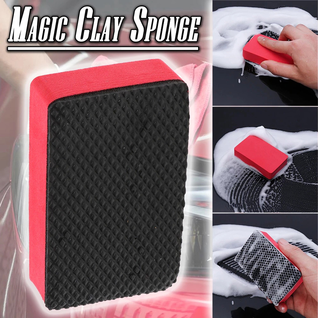 Magic Clay Sponge Bar Car Pad Block Cleaning Eraser Wax Polish Pad Tool Red 