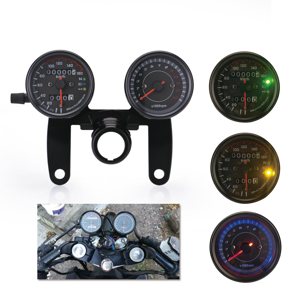 Universal New LED Backlight Motorcycle Speedometer Odometer Tachometer Kmh Clock 