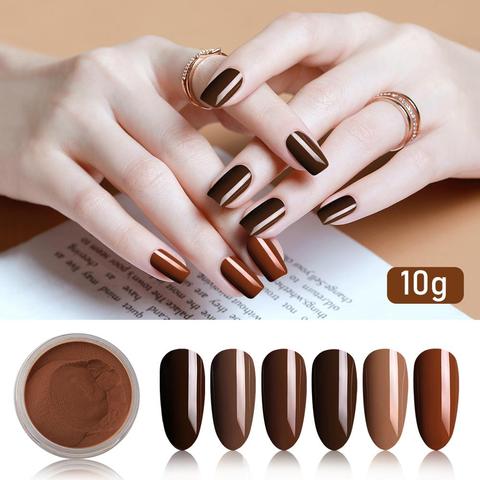 Fine 6 box/set Brown Tan Khaki Flaxen Chestnut Coffee Color Series Dip Powder Nail Kit  Dipping Powder Set as Nail Gel Effect ► Photo 1/5