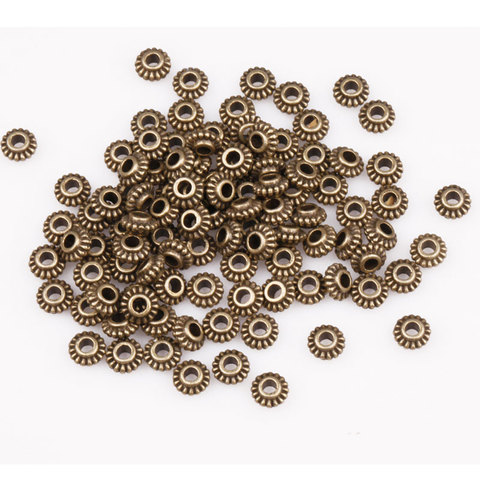 100Pcs 6MM Antique Tone Wheel Gear Metal Spacer Beads For Needlework Big Hole Charms For DIY Jewelry Making Bracelet Finding ► Photo 1/3