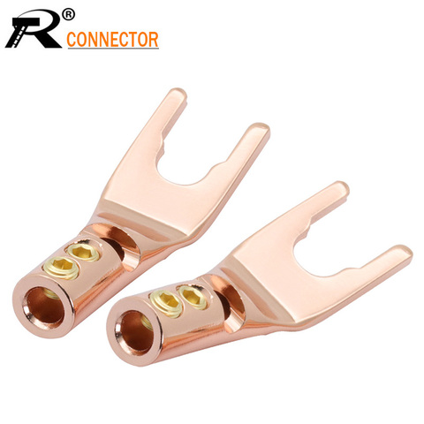 4pcs Gold-plated Copper Banana Plugs U/Y Type High quality Banana Connector Speaker Wire Connector With double Screw locks ► Photo 1/6