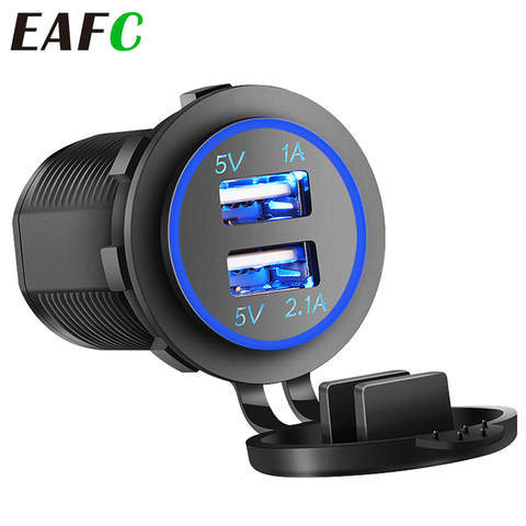 Universal Motorcycle Car Charger LED Light Dual USB Charger Power Socket 3.1A Cigarette Light for Motorcycle Auto Truck ATV Boat ► Photo 1/6
