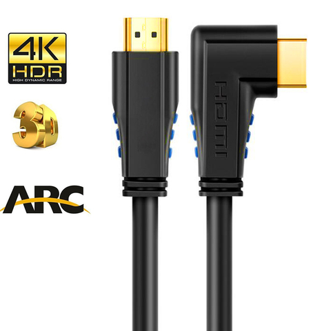 Right Angled HDMI 2.0 cable ARC HDMI 90 degree HDMI cable 4K 60Hz HDR HDCP 2.2 Angled HDMI cable adapter connector ► Photo 1/6