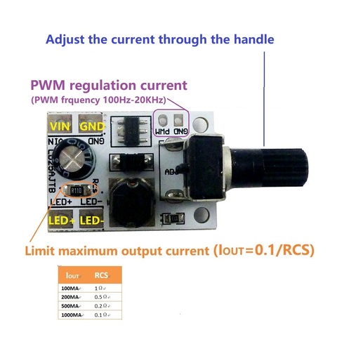 3pcs 20-900MA 6-25V Multifunction Handle adjustment LED driver Module PWM Controller DC-DC Step-down Constant Current Converter ► Photo 1/6
