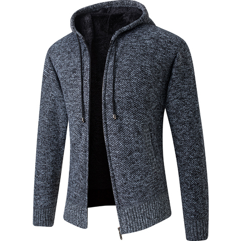2022 New Cardigan Mens Hooded Collar Fleece Warm Sweaters Coat Men Coat Hoodies Jacket Thick Full  Solid Cardigan Male Coats ► Photo 1/6