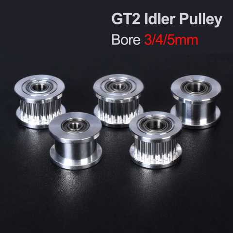 High Quality GT2 Idler Timing Pulley 20 Tooth With/without Teeth Wheel Bore 3/4/5mm 3D Printer Parts For Prusa i3 MK3 GT2 Belt ► Photo 1/6