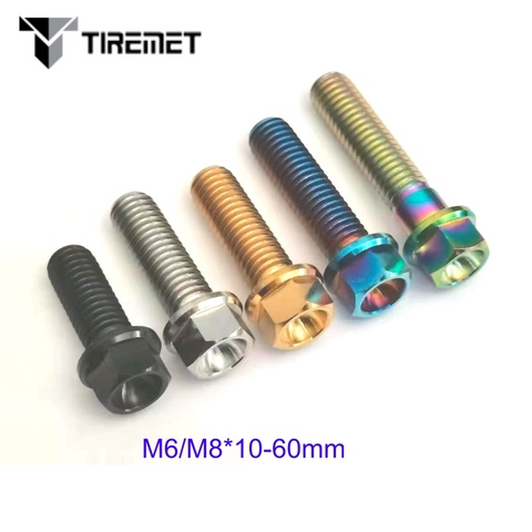 Tiremet Titanium Bolts Flange Hex Head Screw M6 M8x 10 15 16 18 20 25 30 35 40 45 50 55 60 mm Fit motor bicycle car ► Photo 1/6