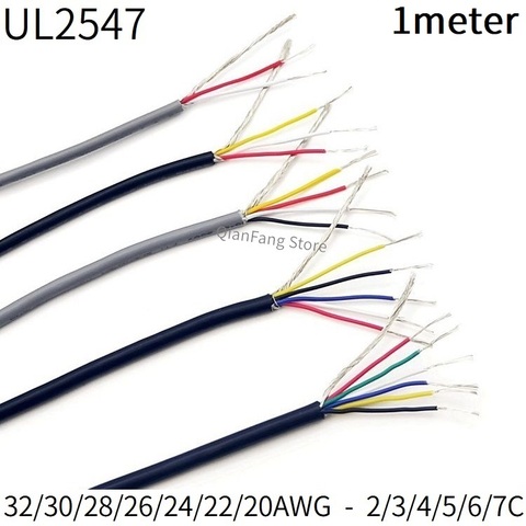 1M Shielded Signal Wire 28AWG 26AWG 24AWG 22AWG Copper Cable 2 3 4 5 Core PVC Channel Audio Headphone Control Wire Line UL2547 ► Photo 1/6