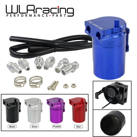 WLR - Universal Black Baffled Aluminum Oil Catch Tank Can Reservoir Tank with 11mm/13mm/15mm Fittings and Oil dipstick WLR-TK63 ► Photo 1/6