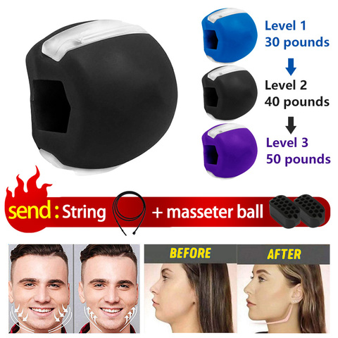 Jaw Trainer Face Masseter Muscle Training Device Exerciser Chew Ball Breaker