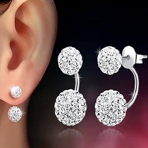 Promotion Shambhala Double Ball Design 925 Sterling Silver Ladies' Stud Earrings For Women Jewelry Birthday Gift Oorbellen ► Photo 1/5