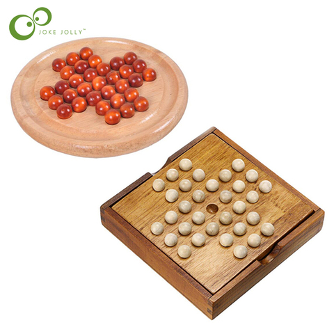 14cm Classic Peg Solitaire Solo Noble Puzzle IQ Mind Brain Teaser Puzzles Board Wooden Game Toys for Adults Children ZXH ► Photo 1/5