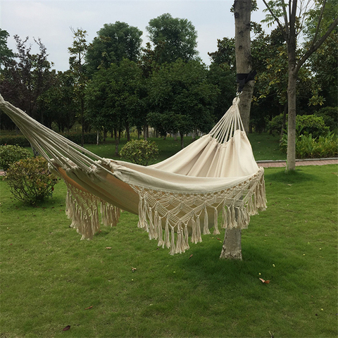2 Person Hammock Boho Large Brazilian Macrame Fringe Double Deluxe Hammock Swing Net Chair for Out/Indoor Patio Porch Decor ► Photo 1/6