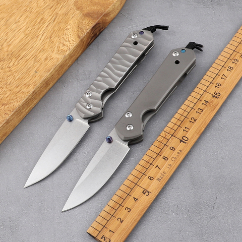 Tactical folding knife D2 blade titanium metal handle outdoor camping multi-function knife hiking hunting knife EDC tool ► Photo 1/6