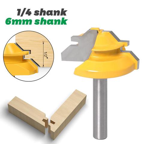 45 Degree Lock Miter Router Bit 6mm 1/4 inch 8mm Shank Woodworking Tenon Milling Cutter Tool Drilling Milling For Wood ► Photo 1/6