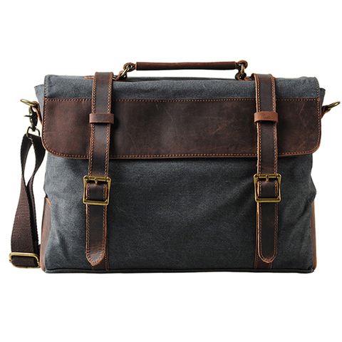 Fashion Vintage Military Canvas Leather Men Messenger Bag Crossbody Bag male Briefcase Men Canvas Shoulder Bag Casual Bag M401 ► Photo 1/6