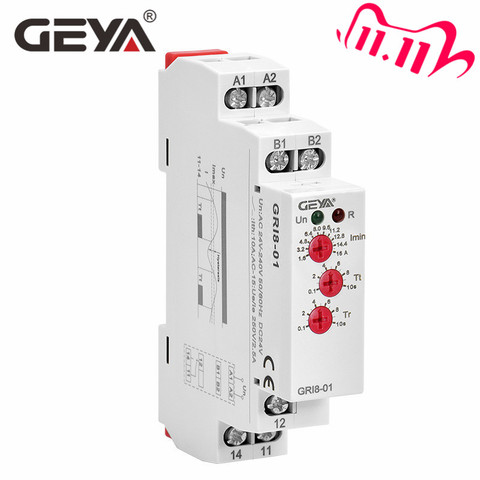 Free Shipping GEYA GRI8-01 Current Monitoring Relay Current Range 8A 16A AC24V-240V DC24V Overcurrent Protection Relay ► Photo 1/6