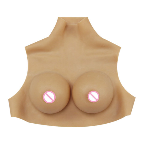 ONEFENG T-C2 Cotton Filling High Collar Silicone One-piece Fake Breast Soft Silicone Breast C Cup Sexy Style for Crossdresser ► Photo 1/4