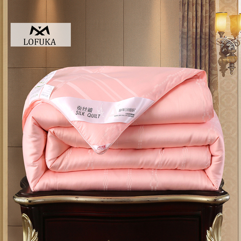 Lofuka Women 100% Mulberry Silk Pink Quilt Healthy Beauty High Grade Handwork Double Queen King Silk Comforters Silk Filled ► Photo 1/6