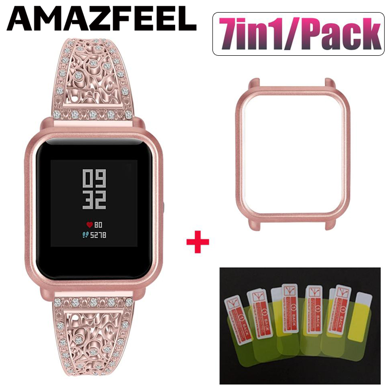 Buy Online 7in1 Luxury Bracelet For Amazfit Bip Strap Case Stainless Steel Band For Xiaomi Amazfit Bip Lite Gts Strap Case Screen Protector Alitools