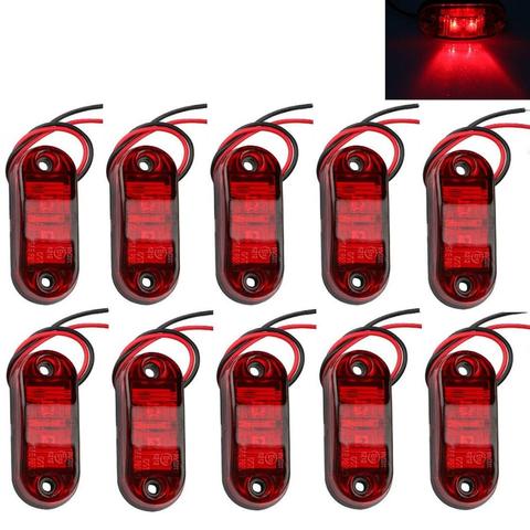 Fuleem 10PCS Red 2LED Clearance Trailer Truck Lorry Side Marker Turn Lamp Light Handy 12V 24V Waterproof ► Photo 1/6