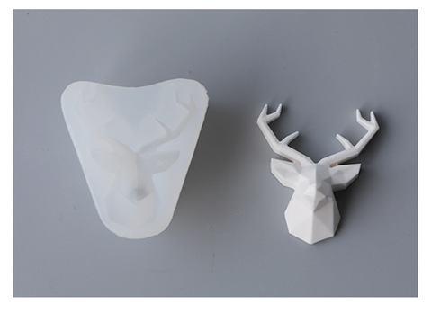 Geometric Deer Head Silicone Mold Home Car Air Outlet Ornament Aromatherapy Plaster Molds Handmade DIY Decoration Mould ► Photo 1/6