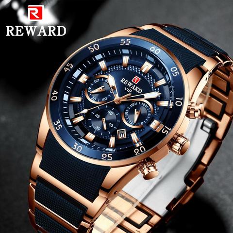 REWARD Men's Watch Top Brand Luxury Chronograph Silicone Steel Sport Quartz Watches Waterproof Male watches relogio Masculino ► Photo 1/6
