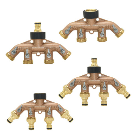 Brass 3/4 Thread 4-way Garden Tap Water Splitter Water Pipe 4 way Splitter Female 3/4 Irrigation Valve 1pcs ► Photo 1/6