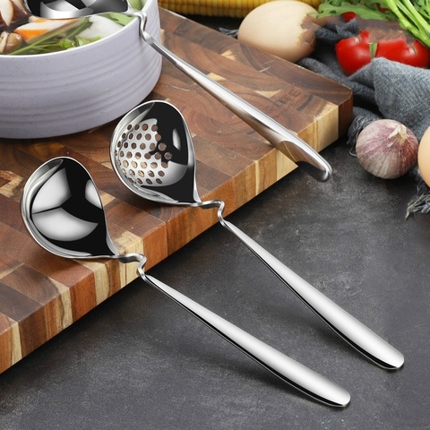 1pcs Stainless Steel long Soup Spoon Colander Kitchen Utensils tableware Deepen and thicken the long handle of the spoon ► Photo 1/1