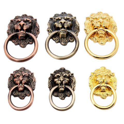 Lion Head knob Antique Handle Vintage Drawer Cabinet closet door Pull Ring knobs Bronze Brass Gold 67mm 90mm Furniture Hardware ► Photo 1/6