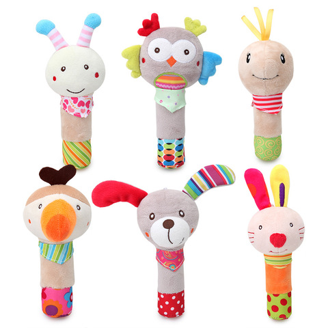 Infant Toys Handle Bell Baby Toys 0-12 months Baby Cartoon Newborn Plush Rattle Bell Hand Toys Soft Baby Mobile Infant Bell ► Photo 1/5
