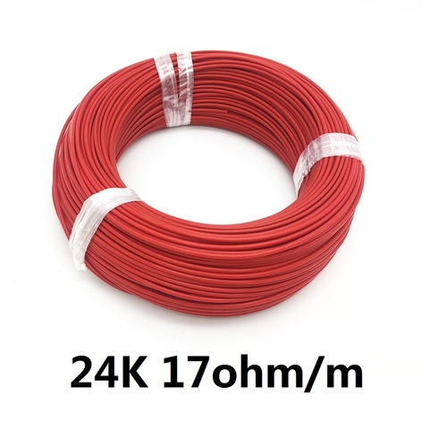 high Temperature Resistant Cable Alle Größen 24K Fluoroplastic Jacke Carbon-Faser-Heizleitung 17 Ohm/m Warm Fußbodenheizung Draht Durable Mildew Proof Length : 100 Meters 