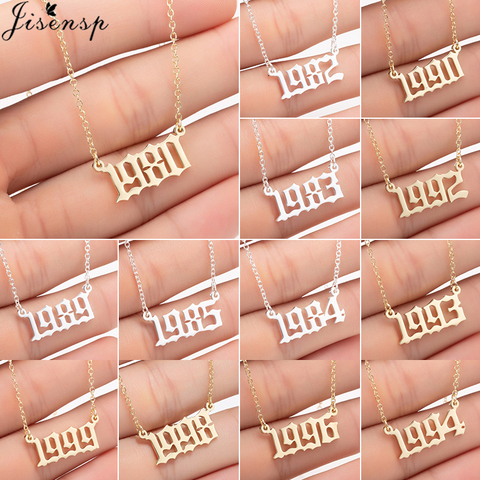 Jisensp Women Personalize Necklace Special Date Year Number Necklaces Pendants 1994 1999 from 1980 to 2004 Trendy Jewelry Gift ► Photo 1/6