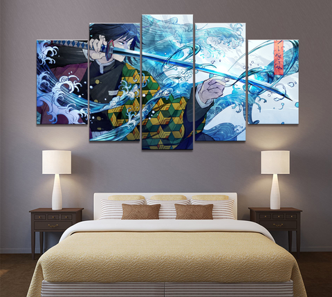 Art Wall Decor Painting 5 Panels HD Picture Japan Anime Boy Picture Tomioka Giyuu Demon Slayer Poster Animation ► Photo 1/6