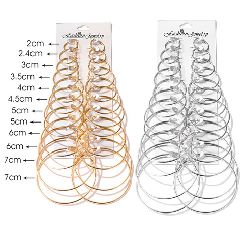 12 Pair Women Large Circle Hoop Earrings Gold for Women Round Huggie Creole Earrings Set Vintage Hoops Ear Rings ► Photo 1/6