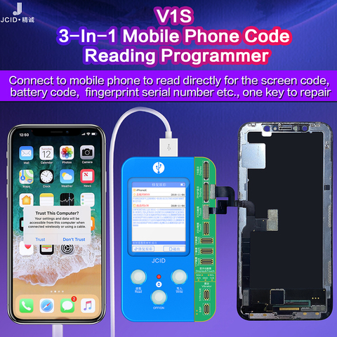 JC V1S for iPhone 12 11 Pro Max 7 8 8P X Photosensitive Original Color Touch shock Battery Fingerprint SN Programmer Dot Matrix ► Photo 1/6