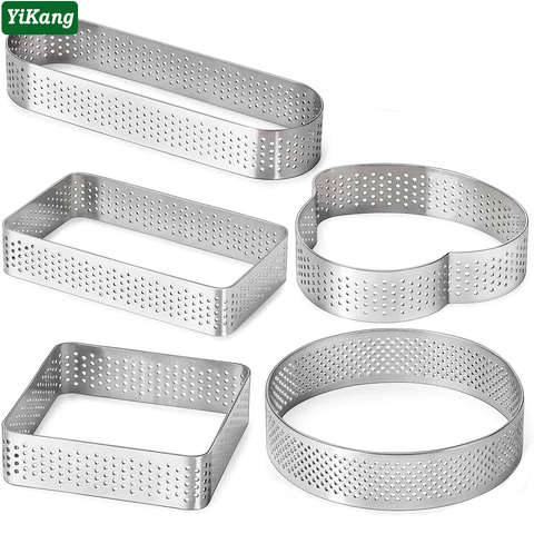 5/1PCS Mini Mousse Cake Ring Stainless Steel Perforated Mold DIY Egg Tart Ring Dessert Cookies Baking Mould Pastry Baking Tools ► Photo 1/6