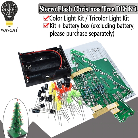 Three-Dimensional 3D Christmas Tree LED DIY Kit Red/Green/Yellow RGB LED Flash Circuit Kit Electronic Fun Suite ► Photo 1/6