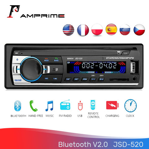 AMPrime 1Din 12V Bluetooth 2.0 Auto Stereo radio FM MP3 Music USB Digital Bluetooth Audio JSD-520 Stereo Multimedia player ► Photo 1/6