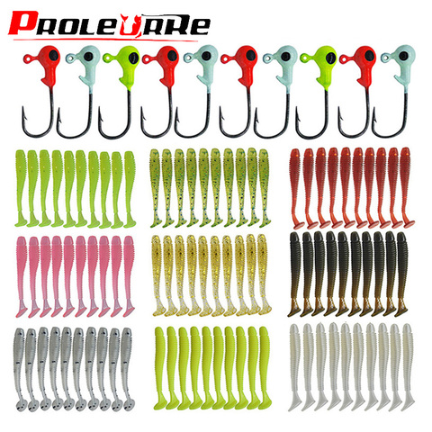 20Pcs Jig Wobblers Worm Soft Lures 48mm 0.7g Fishing Artificial Silicone Bait Attractive Lead Hooks Swimbait Swivel Bass Tackle ► Photo 1/6