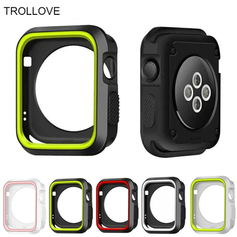 Dual Colors Soft Silicone Case For Apple Watch Series 4 3 2 1 Cover Full Protection Rubber Case for iWatch 5 40mm 44mm 38mm 42mm ► Photo 1/6