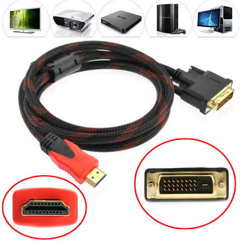 5FT DVI-D Male To HDMI FNRG Cable High Speed HDMI DVI Digital Audio Cable 1.5M ► Photo 1/6