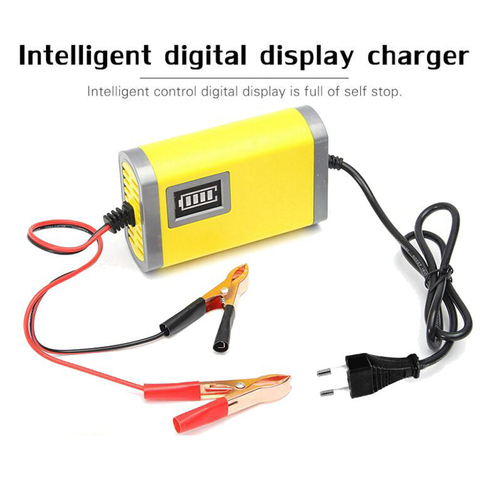 12V 2A Smart Car Battery Charger Full Automatic AGM VRLA Lead Acid GEL Intelligent Motorcycle Charger With LCD Display AC 220V ► Photo 1/6