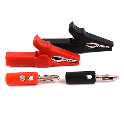 4pcs 55mm Alligator Clip + Banana Plug, Test Probe With 4mm Banana Plug Cable Clips Red +black ► Photo 1/6