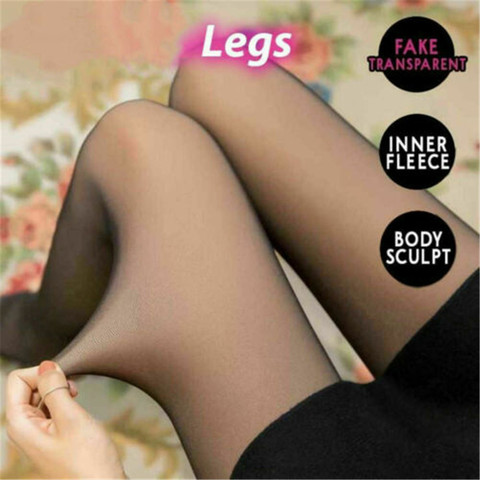 Black Women Tights Winter Fake Translucent Pantyhose Elastic