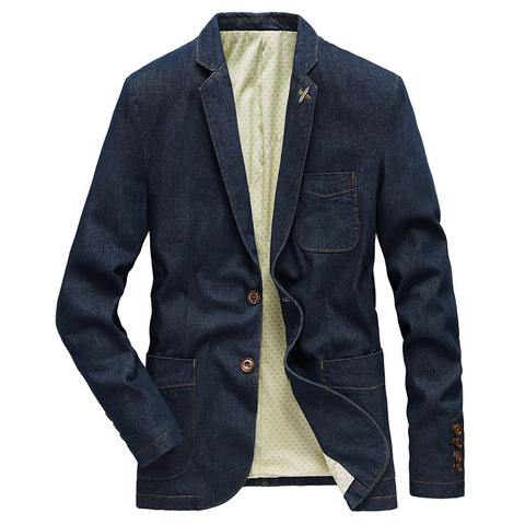 New Fashion Denim Jacket Men Suits Collar Business Coat Male Brand Clothing Spring Autumn Suit Blazer Men's Jean Jackets   MY189 ► Photo 1/6