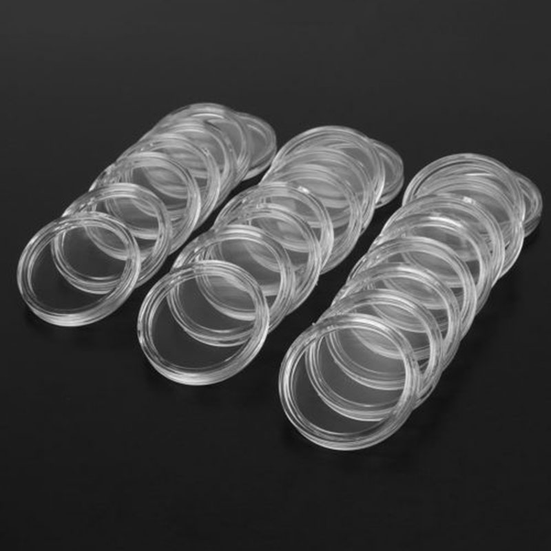100Pcs Clear 28mm Coin Storage Case Boxes PS Capsules Portable Round Coin Holders For Coin Collection ► Photo 1/6