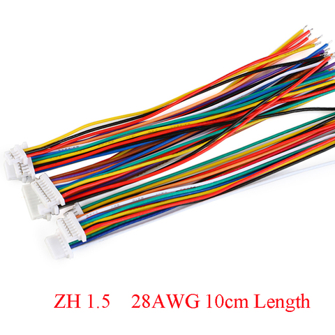 10 pcs Mini Micro ZH 1.5 2/3/4/5/6/7/8/9/10 Pin JST Connector with 100mm length Wires Cables ► Photo 1/4